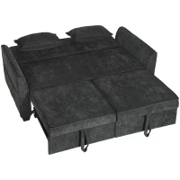 HOMCOM 2 Seater Sofa Bed, 4-in-1 L-Shaped Convertible Pull-Out Sleeper Sofa with Adjustable Backrest and Side Pockets, Black(m-1)