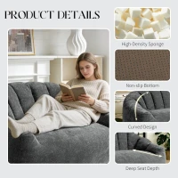 Oversized 2 Seater Bean Bag Sofa with High-Density Sponge, Glitter Plush Floor Couch with for Bedroom or Living Room, 140L x 98W x 61H cm, Gray(m-4)