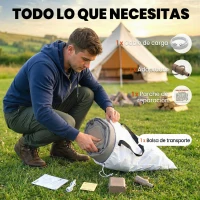 Outsunny Colchón Hinchable Individual Plegable con Bomba Inflado 3 Min Desinflado 2 Min Bolsa Carga 200 kg 190x97x39 cm Gris(m-9)