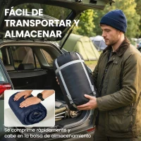 Outsunny Saco de Dormir Doble para Adultos Tamaño Queen para 2 Personas con 2 Almohadas y Bolsa Transporte Azul Oscuro(m-8)