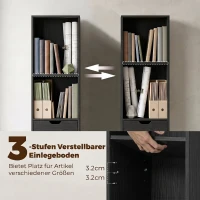 HOMCOM 6-Fach Bücherregal mit Schublade und verstellbarem Fach, freistehender Aufbewahrungsschrank, 30 x 24 x 158 cm, Schwarz(m-5)