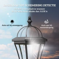 Outsunny solar tuinlantaarn, set van 2, tuinverlichting, tuinpadverlichting met LED, 6 - 8 uur, roestvrij staal zwart Ø 18,5 x 129 H cm tuinlantaarn set LED-lantaarn tuinverlichting Stdn. 129 H cm | Aosom.de(m-5)