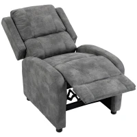 HOMCOM Sillón Relax Reclinable Manual Tapizado en Cuero Sintético Instalación Rápida Reposapiés Acolchado Grueso Gris(m-16)