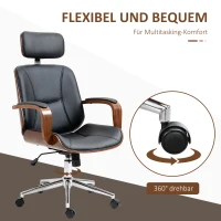 Vinsetto Bureaustoel ergonomische bureaustoel met hoge rugleuning, afneembare hoofdsteun voor thuiswerk Zwart(m-6)