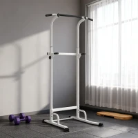 SPORTNOW Power tower dip barre de traction autoportante réglable en hauteur cadre acier 91,5 x 97,5 x 176,5-227 cm pour la maison(m-2)