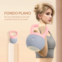 SPORTNOW Pesa Rusa 8 kg Kettlebell Relleno de Arena Metálica y Mango Antideslizante para Entrenamiento en Casa 19x19x28 cm Rosa(m-6)