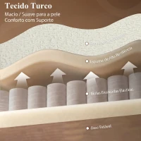 HOMCOM Sofá-Cama 2 Lugares 3 em 1 com Encosto Ajustável Bolsos Laterais 2 Almofadas para Sala Creme(m-6)