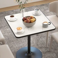 HOMCOM Eettafel, 70 x 70 cm vierkante keukentafel voor 4 personen met marmerlook voor keuken wit(m-9)