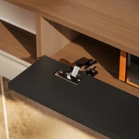 HOMCOM Wandhängendes TV-Möbel, TV-Bank für Fernseher bis 60 Zoll, Klappschublade, 2 Ablagen, 140x24x16cm, Nussbaum(m-5)