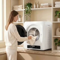 HOMCOM 1000W compacte wasdroger met Extra Droog & ECO-functies, timer- en temperatuurinstellingen, wit(m-9)