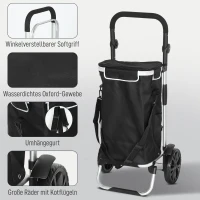 HOMCOM 3-in-1 opvouwbare boodschappentrolley 40L, belastbaar tot 25 kg, met koelvak, zwart(m-7)
