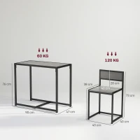 HOMCOM 3-delige bartafelset hoge tafel set 3-delig, 2 stoelen, 1 tafel, 90 cm x 47 cm x 76 cm, grijs(m-3)
