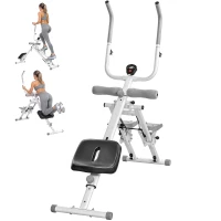 SPORTNOW 2-in-1 Ab Machine and Stair Stepper, Foldable Ab Trainer and Climbing Machine with LCD Monitor for Home Gym, White(m-14)
