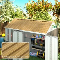Outsunny Juego de 12 Paneles para Tejado de Acero Galvanizado 7m² para Caseta de Herramientas Cobertizo 129x45cm Madera Natural(m-2)