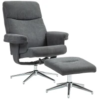 HOMCOM Relaxfauteuil met Voetenbank, Verstelbare Rugleuning, Fluweelachtig, Tot 150 kg, Antraciet(m-10)