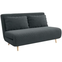 HOMCOM Slaapbank, logeerbed, 3-voudig verstelbare rugleuning, corduroy-look, tot 120 kg, 141 x 90 x 81 cm, Donkergrijs(m-11)