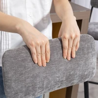 HOMCOM Set van 2 barkrukken, gepolsterde hoge stoelen voor keukentafel en huisbar, rugleuning, voetsteun, stofbekleding, staal, grijs(m-9)