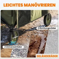 Outsunny Bollerwagen, klappbar, 5 Seitentaschen, einziehbare Griff, bis 120 kg belastbar, Stahl, 108 x 55 x 93 cm, Grün(m-6)