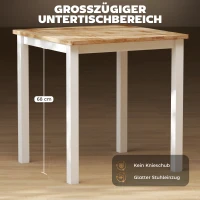 HOMCOM Eettafel van rubberhout, voor maximaal 4 personen, antislip pads, natuurlijk hout(m-5)
