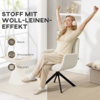 HOMCOM Gepolsterde fauteuil, accentfauteuil, modern design, draaibaar, tot 120 kg, crèmewit(m-6)