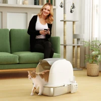 PawHut Litieră pentru Pisici Închisă din Oțel Inoxidabil XL cu Capac Detașabil(m-10)