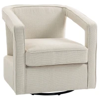 HOMCOM Fauteuil woonkamer 360° draaibaar loungestoel relaxfauteuil met eendelige rugleuning en armleuningen 77 x 75 x 72 cm Beige(m-10)