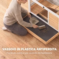 PawHut Conigliera in Legno con 4 Ruote, Casetta per Conigli e Rampa, 90x53x59cm, Giallo(m-6)