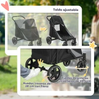 PawHut Cochecito Plegable para Perros Carrito de Mascotas con Ventanas de Malla Correas de Seguridad 112x67x100 cm Gris y Negro(m-6)