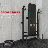 HOMCOM Banco de Musculación con Soporte para Barra y Estación de Dips Carga 220 kg para Entrenamiento en Casa Gimnasio(m-5)