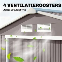 Outsunny Gereedschapsschuur tuinhuisje opbergruimte voor gereedschappen tuinkast gereedschapskast metaal(m-8)