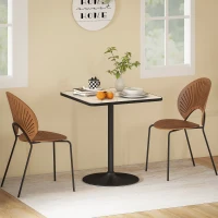 HOMCOM Eettafel, 70 x 70 cm vierkante keukentafel voor 4 personen met marmerlook voor keuken wit(m-8)