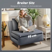 HOMCOM 3-in-1 slaapfauteuil met bedfunctie, ligfauteuil, verstelbare rugleuning, beukenhouten poten, kussen, grijs(m-5)