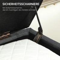 HOMCOM Gestoffeerde Bank met Opbergruimte, Bedbank in Linnenlook, Rubberhout, 110 x 39 x 45 cm, Donkergrijs(m-7)