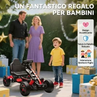 AIYAPLAY Go Kart a Pedali per Bambini 3-6 Anni, 50 kg Portata, con Portabicchieri e Ruote in EVA Antiscivolo, Rosso(m-7)