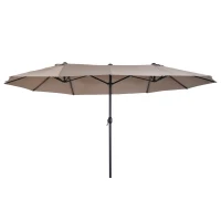 Outsunny parasol met zwengel tuinparasol dubbele marktparasol 460 x 270 cm koffie(m-1)