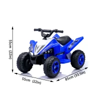 Quad elettrico per bambini 12V, due velocità (alta/bassa) e avanti/indietro, 85x55x55,3 cm, Blu(m-4)