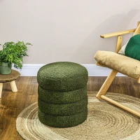 HOMCOM Kruk, rond, Teddyfleece, tot 120kg, Φ40x45H cm, Groen(m-6)