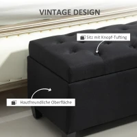 HOMCOM Zitbank met Opbergruimte, Halbank, Linnenachtig Polyester, Rubberhout, Zwart, 100 x 40 x 44 cm(m-6)