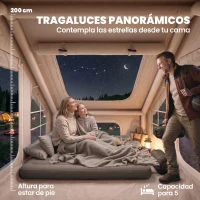 Outsunny Tienda de Campaña Inflable con Apertura de Chimenea y Claraboya Bomba Bolsa UPF30+ para 4 Estaciones Impermeable 5000+(m-7)