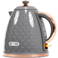 HOMCOM Ceainic, 2200 W, fereastră de vizualizare nivel apă, filtru, fierbere rapidă, Gri(m-8)