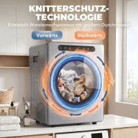 HOMCOM 5kg Ablufttrockner, 1000W Kompakter freistehender Frontlader-Wäschetrockner mit Edelstahltrommel, Timer, Silber(m-6)