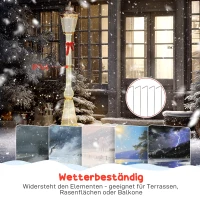 Outsunny 2,15 m verlichte lantaarnpaal, 155 LEDs, outdoor kerstlantaarn, rode strik, waterdicht, voor tuin, terras(m-6)