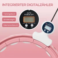 SPORTNOW Smart Hula Hoop Reifen Erwachsene mit Gewicht Kugel Zähler 16 Knoten (76-113cm) Rosa(m-6)