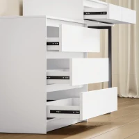 HOMCOM Vanity Makeup Desk LED Mirror Dressing Table Large Storage 5 Drawers White(m-11)