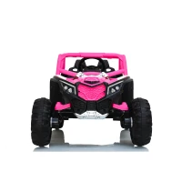 12V Veicolo elettrico per bambini 2 posti, ammortizzazione anteriore/posteriore e funzione d'oscillazione, 111x70x63 cm, Rosa+Bianco(m-9)