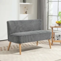 HOMCOM 2-Sitzer Polstersofa, Holz, Samtartiges Polyester, Schaumstoff, 117 x 56,5 x 77 cm, Grau(m-2)