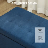 HOMCOM Poefbank met opbergruimte, Ottomane, Halbank, Knoopdetails, 125,1 cm x 48,9 cm x 41,3 cm, Blauw(m-5)