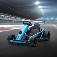 HOMCOM Go-Kart Elettrico per Bambini 8-12 Anni con Schienale Alto e Cintura di Sicurezza, 115x77x54 cm, Blu e Nero(m-10)