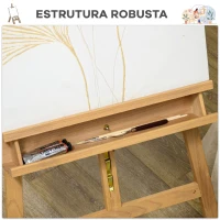 Vinsetto Cavalete de Pintura Dobrável em Madeira, 235 cm, Altura e Ângulo Ajustáveis, Prateleira Inferior, Natural(m-6)