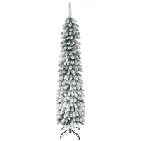 HOMCOM Árbol de Navidad Estrecho Nevado 180 cm con 395 Ramas y Soporte de Metal Plegable para Salón Interior Verde(m-11)
